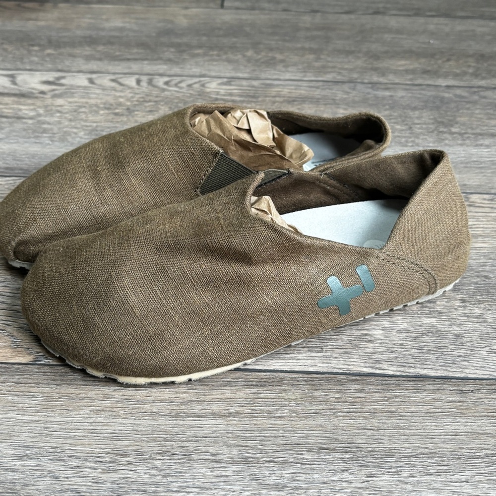OTZ Cork Lite Espadrille Linen Slip On Shoes British Tan Unisex Sz 42